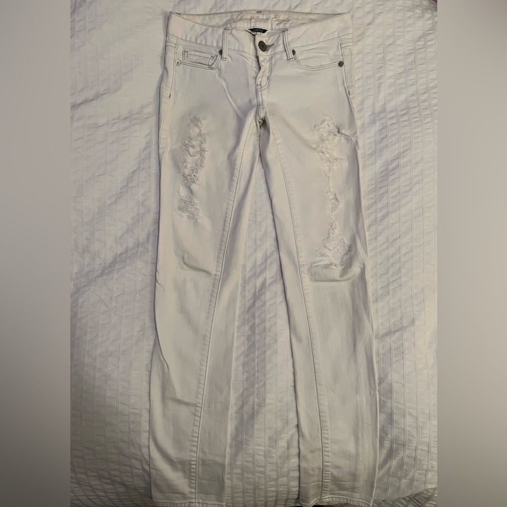 American eagle white ripped jeans 00 skinny
